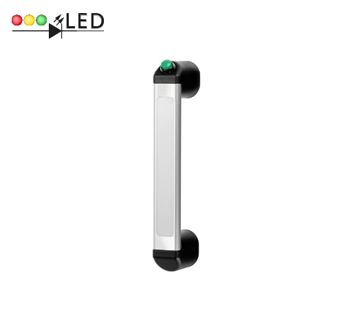 Funktionsgriff mit LED-Lichtleiste und erhabenem Taster grün.