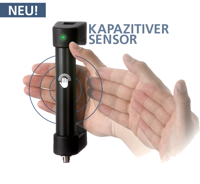 Griff mit kapazitivem Sensor. Schalten ohne Taster