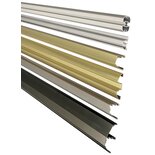 Different aluminium profiles ground, brushed and anodized in the colours natural, gold and light bronze