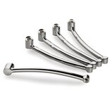 Chair arm holders of office chairs after vibratory grinding and chromium plating