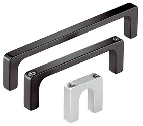 Aluminium handles vibratory grinded, chemically dull-finished and anodized in natural colour or black