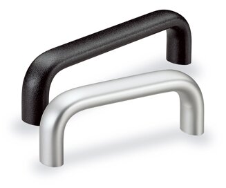 Aluminium handles brushed and anodized in natural colour resp. black powder coated