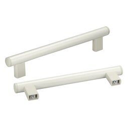 Two grey white aluminium tube handles with rectangular polyamide PA6 brackets shown from different angles on a white background