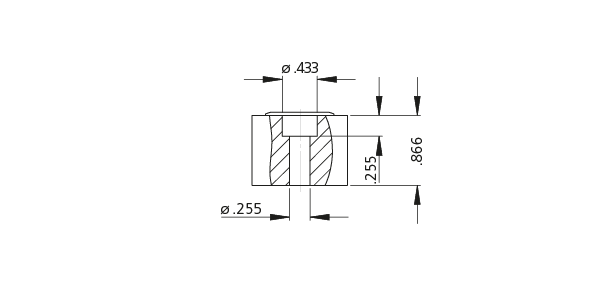 Compact Switch Housing TG1 Front Mount - Cross Section Dimensions Cross-sectional technical drawing of TG1 compact switch housing with dimensions in inches