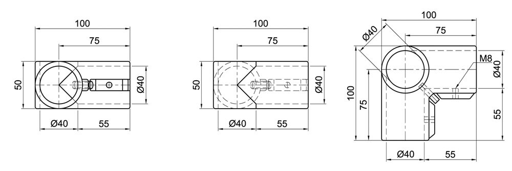 Diagram for Łącznik narożny 90°, otwarty, 1-osłonowy