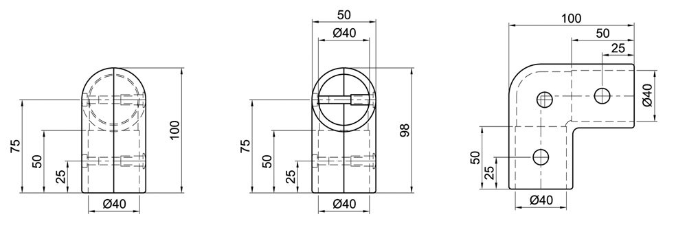Diagram for Łącznik kątowy 90°, 2-osłonowy