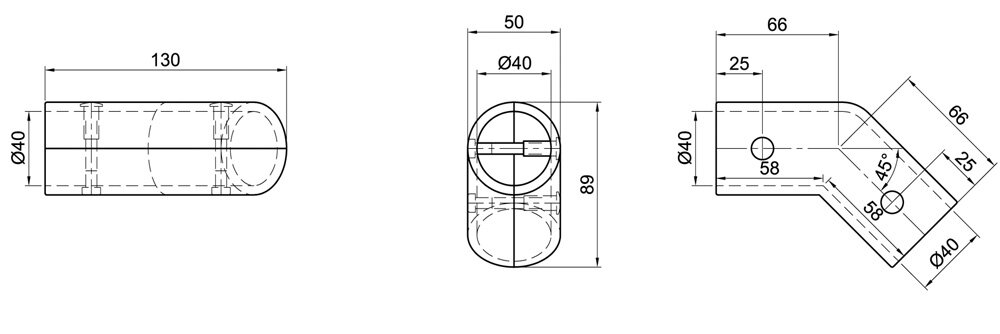 Diagram for Łącznik kątowy 45° / 135°, 2-osłonowy
