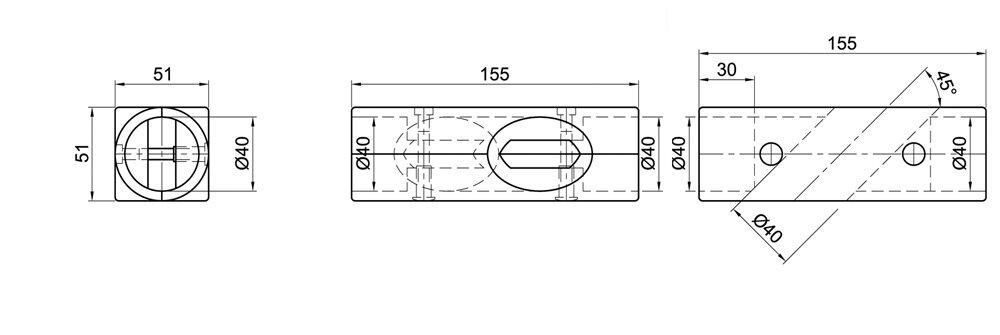 Diagram for Łącznik krzyżowy 45° / 135°, 2-osłonowy