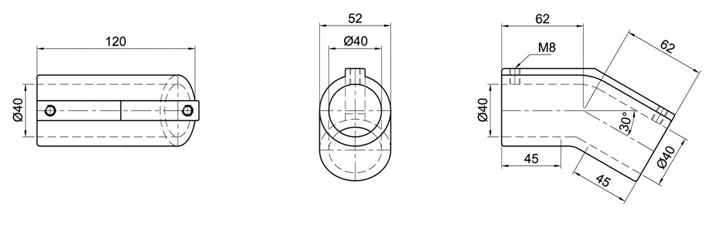 Diagram for Łącznik kątowy 30° / 150°, 1-osłonowy