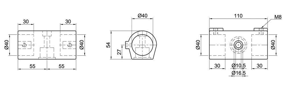 Diagram for Uchwyt rurkowy W, 1-osłonowy