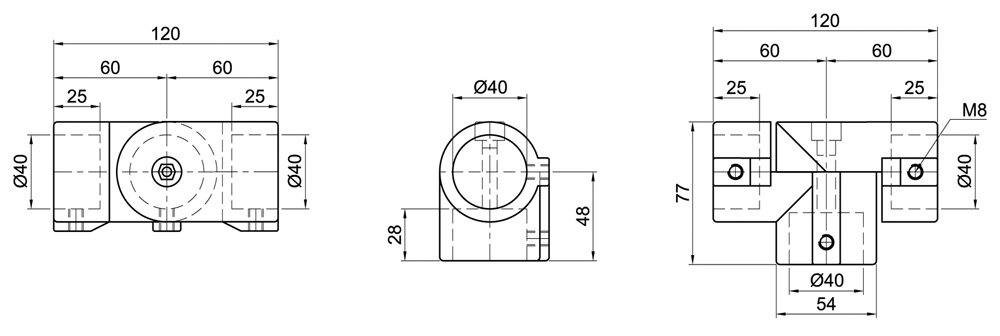 Diagram for Łącznik przegubowy T, 1-osłonowy
