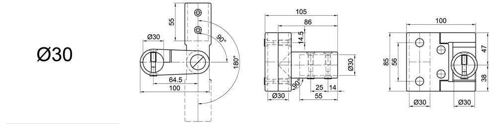 Diagram for Łożysko samonastawne 40 x 40, do wyboru 90° lub 180°