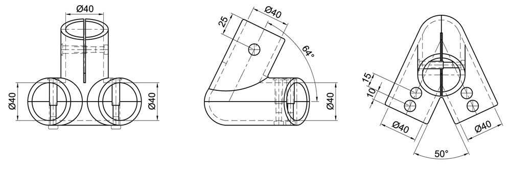 Diagram for Łącznik narożny 64°, głowica, 2-osłonowy