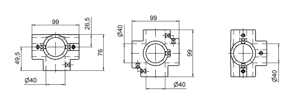 Diagram for Łącznik krzyżowy 5-krotny, 1-osłonowy