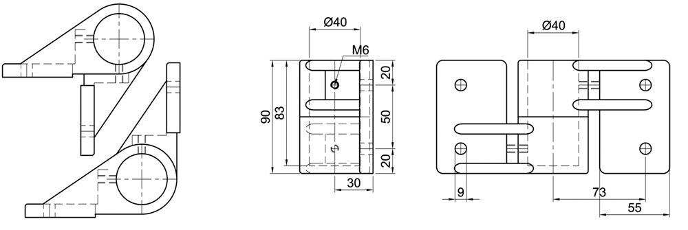 Diagram for Łożysko ścienne, mocowanie narożne, 1-osłonowe
