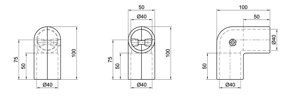 Diagram for Łącznik kątowy 90°, 2-osłonowy