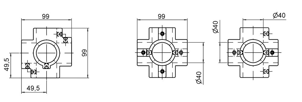 Diagram for Łącznik krzyżowy 6-krotny, 1-osłonowy